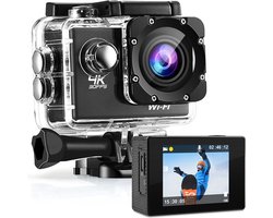 4K HD action camera IPS Wifi - Action cam - Onderwatercamera - Vlog camera - Wifi camera - Alternatief GoPro - 4K 30 FPS - Sony IMX sensor - 16 MP - Beeldstabilisatie - 21 Accessoires - 30M Onderwater