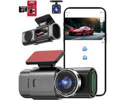 "4K Voor- en Achter Dashcam voor Auto en Bus – Mini Bewakingscamera met Wi-Fi - GPS - Nachtvisie - G-Sensor - IPS Scherm - 170° Groothoek - WDR en 24-Uurs Parkeerbewaking – Inclusief 64GB"