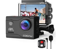 Action Cam 4K 30FPS, 20MP WiFi PC Camera, Fotocamera per Casco, Subacquea 40M Impermeabile Videocamera, EIS, Telecomando2.4G, Mic Esterno,2x1200mAh Batterie e Accessori di