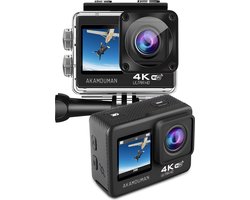 Akamduman Action Camera 4K 24mp - 2 accu's - Actie camera - Vlog camera - Fotocamera - Handycam - Onderwatercamera