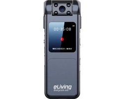 Bodycam Voicerecorder met display. - Oplaadbaar - FullHD - Draaibare Lens - Nachtvisie - 6 uur filmen