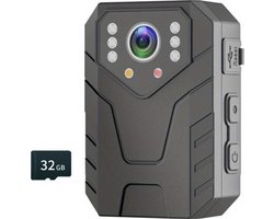 Bovista Bodycam - Politie - Chest Camera - Spy Camera - Spy Cam - Verborgen Camera - Spionage Camera - Action Camera - HD + 32GB Opslag