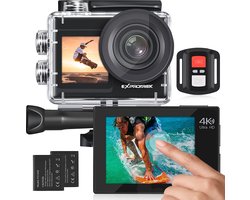 Exprotrek Action Cam 4K onderwatercamera, waterdicht, 40 m, Ultra HD 20 MP-camera, 170 graden ultragroothoek, wifi, camcorder, EIS-stabilisatie met dual 1350 mAh batterij