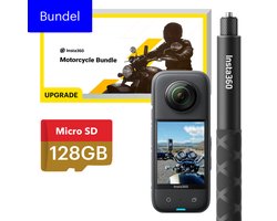 Insta360 X3 - 4-in-1 Motorcycle Bundel (Upgrade) met 128GB SD Kaart - Complete Motorfiets Actioncam Bundel voor 360° Panorama Opnames