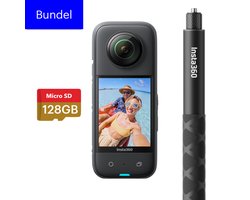 Insta360 X3 - Starter Bundel - met Invisible selfie stick en 128GB SD kaart - Panorama Actioncam - Waterproof