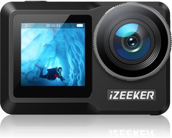 iZEEKER iA800 Action Camera - 6K 30FPS 24MP - Dubbel Scherm - WiFi - Waterdicht 40M - Afstandsbediening - 10x Zoom - Accessoire Kit