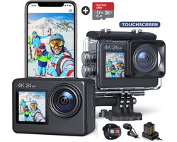 JC's - Action Camera 4K - Vlog camera- Touchscreen - Dual screen - 32GB SD kaart - Dual Batterij Lader - Afstandbediening - Externe microfoon - EIS Stabilisatie - Action Camera's