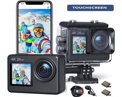 JC's - Action Camera 4K - Vlogcamera- Touchscreen - Dual screen - Afstandbediening - Externe microfoon - EIS Stabilisatie