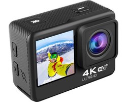 Lipa AT-Q60CR 4K Ultra HD action camera IPS Wifi - Onderwatercamera - Vlog camera - Alternatief GoPro - Wifi camera - Dual Screen Touch - action cam met 21 accessoires - Remote - Sony IMX sensor - 4K 60 FPS - 20 MP - EIS stabilisatie - Met SD 16 GB