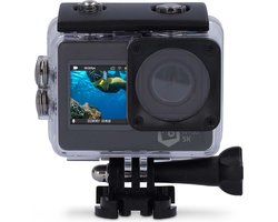 Nedis Action Cam - Dubbel scherm - 5K@30fps - 16 MPixel - Waterbestendig tot: 30.0 m - 80 min - Wi-Fi - App beschikbaar voor: Android / IOS - Mounts inbegrepen - Zwart