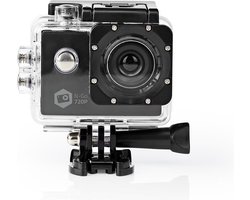 Nedis Action Cam - Enkel Scherm - 720p@30fps - 5 MPixel - Waterbestendig tot: 30.0 m - 90 min - Wi-Fi - App beschikbaar voor: Android / IOS - Mounts inbegrepen - Zwart