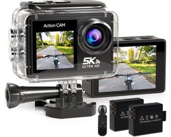 Strex Action Camera 5K 50MP - 60FPS / 30M Waterdicht / WiFi - Touchscreen - Externe Microfoon - Inclusief Accessoires - Actiecamera - Onderwatercamera