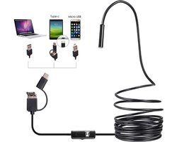 Togadget® - Endoscoop Mini USB Camera met USB-C adapter voor nieuwste Android toestellen 2 meter lang - harde draad