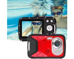 Waterdichte camera - 1080P FHD - Waterdicht tot 5meter - Oplaadbare batterij - 21MP - 2uur gebruik - 2.8 Inch - Rood -