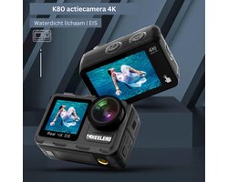 WOLFANG action camera 4K - Camera - Action cam - Waterdichte camera - incl waterdichte afstandsbediening - Zwart