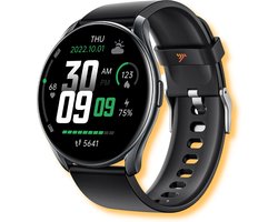 Teymour Activity Tracker – Stappenteller Horloge- Fitness Tracker- Hartslagmeter- Sporthorloge – Smartwatch voor Dames en Heren – Bloeddrukmeter – Zwart - Rond