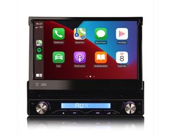 1din autoradio met klapscherm navigatie, DVD-speler, AUX, USB en Bluetooth-interface voor