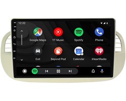 2024 Android 13.0 Radio Display voor Fiat 500 WIT/BEIGE (2007-2014) - Met Apple CarPlay, Android Auto, Navigatie & Radio! Nu met Achteruitrijcamera en Externe Microfoon!