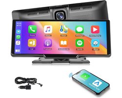 Apple Carplay Scherm - 10 Inch - Ingebouwde Dashcam - Android Auto - Inclusief Achteruitrijcamera