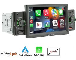 Autoradio - 1 DIN - Apple Carplay - Android Auto - Bluetooth - Usb - 5' HD Touchscreen - Universeel