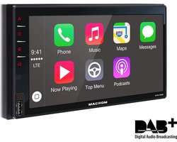 Autoradio Carplay - 2 DIN Autoradio - Apple Carplay - Androidauto - DAB - DAB+ - Bluetooth - Handsfree - Afstandsbediening - AM - FM - RDS - Zwart (Macrom M-DL7000D)