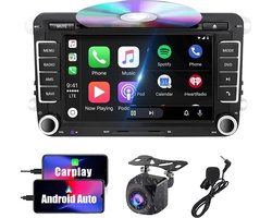 Autoradio DVD Bluetooth AM / FM / RDS USB SD voor VW Polo Passat Tiguan EOS 7 Inch 2 Din Touchscreen TFT AUX Compatibel met Apple Carplay & Android Car