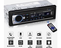 Autoradio voor alle auto's met Bluetooth, USB, AUX en Handsfree - Afstandsbediening - Enkel DIN Auto Radio met Ingebouwde Microfoon - Zwart