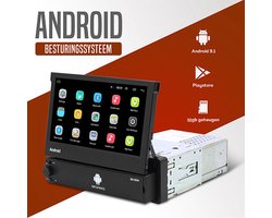 Boscer® 1Din Autoradio - Android 9.1 - 2+32GB - Navigatiesysteem - 7' HD klapscherm - USB, Aux, Bluetooth, WIFI - Achteruitrijcamera