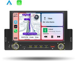 Boscer® 1Din Autoradio - Apple Carplay & Android Auto - 6,2" HD Touchscreen - Bluetooth, USB & MP5 - Achteruitrijcamera & Externe Microfoon