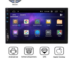 Boscer® 2Din Autoradio | Android 10 | Apple Carplay | Android Auto | Navigatiesysteem | 7' HD touchscreen | Achteruitrijcamera & Externe Microfoon