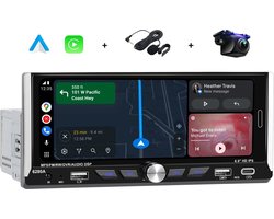 Boscer® Autoradio 1Din Universeel - Android 13 - Apple Carplay & Android Auto (Draadloos) - 6,9 Inch HD Touchscreen - 2+64GB - GPS Navigatiesysteem - USB, USB-C, WIFI, Bluetooth - MP5 - Achteruitrijcamera & Microfoon