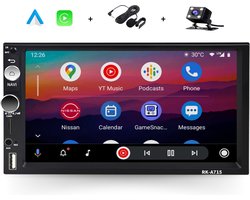 Boscer® Autoradio 2Din Universeel - Android 13 - Apple Carplay & Android Auto (Draadloos) - 7 Inch HD Touchscreen - 2+64GB - GPS Navigatiesysteem - USB, Aux, SD, Bluetooth - MP5 - Achteruitrijcamera & Microfoon