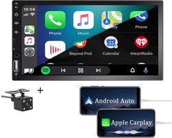 Boscer® Autoradio 2Din Universeel - Apple Carplay & Android Auto - 7' HD Touchscreen - USB - AUX - Bluetooth - Achteruitrijcamera