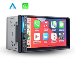 Boscer® Autoradio 2Din Universeel - Apple Carplay & Android Auto - 7 Inch HD Touchscreen - USB - AUX - Bluetooth - Externe Microfoon & Achteruitrijcamera