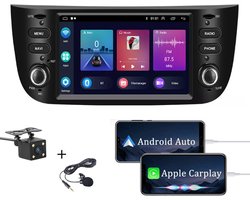 Boscer® Autoradio - Geschikt voor Fiat Punto 2010-2016 & Linea 2012-2015 - Apple Carplay & Android Auto - Android 11 - 6,2 Inch HD Navigatiesysteem - 2 + 32GB - Zwart - Achteruitrijcamera & Microfoon