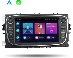 Boscer® Autoradio - Geschikt voor Ford Focus, S-Max, Mondeo, Galaxy, C-Max & Kuga - Apple Carplay & Android Auto (Draadloos) - Android 11 - 2+32GB - 7' HD Touchscreen - Navigatiesysteem - Zwart - Achteruitrijcamera & Microfoon