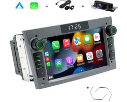 Boscer® Autoradio Geschikt voor Opel - Android 13 - Apple Carplay & Android Auto (Draadloos) - 2+64GB - 7 Inch HD Touchscreen - GPS, Bluetooth, USB, SD & MP5 - Navigatiesysteem - Grijs - Demontagesleutels, Achteruitrijcamera & Microfoon