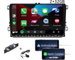 Boscer® Autoradio - Geschikt voor Volkswagen, Skoda & Seat - Apple Carplay & Android Auto - 2+32GB - Android 11 - 9" HD Touchscreen - Navigatiesysteem - Achteruitrijcamera & Microfoon