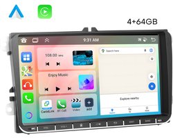 Boscer® Autoradio - Geschikt voor Volkswagen, Skoda & Seat - Apple Carplay & Android Auto - Android 13 - 4+64GB - 9 Inch HD Touchscreen - Bluetooth, USB, WiFi & MP5 - Navigatiesysteem - Achteruitrijcamera & Microfoon