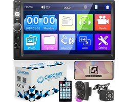 Carcemy Autoradio met Bluetooth voor alle auto's - USB & Aux - Handsfree bellen - Mirrorlink - Met ingebouwde Microfoon - Inclusief 8 Led Achteruitrijcamera