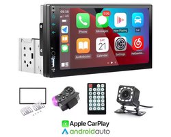 Carplay Dongle & Carplay Scherm Met Camera Geschikt voor Alle Auto's - 7 Inch - Draadloos voor Apple en Andoid - Universeel Wifi Video Speler - FM transmitter - Met Camera