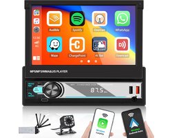 Hikity - 1 Din Autoradio - 7" Touchscreen - Draadloos CarPlay & Android Auto - Bluetooth 5.1