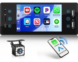 Hikity 1 Din Autoradio Bluetooth met Wireless CarPlay & Android Auto