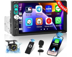 Hikity - 1 DIN Autoradio - Draadloze Carplay - 7 Inch Touch Display