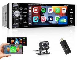 Hikity - Autoradio - 1 Din - DAB/DAB+ - Draadloze CarPlay en Android Auto