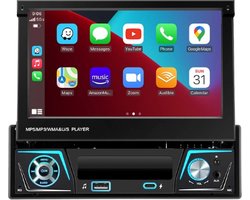 Homebloom digitale autoradio - Apple carplay - Android auto - 1 Din met digitaal display - Multimedia videospeler - Bluetooth - Inklapbaar scherm - Fm radio