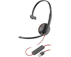 HP Poly Blackwire C3210 Over Ear headset Computer Kabel Mono Zwart Headset, Volumeregeling, Microfoon uitschakelbaar (m