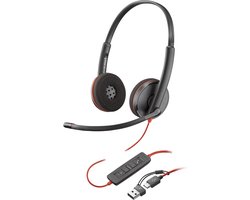 HP Poly Blackwire C3220 Over Ear headset Computer Kabel Stereo Zwart Headset, Volumeregeling, Microfoon uitschakelbaar