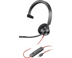 HP Poly Blackwire C3310-M On Ear headset Computer Kabel Mono Zwart Ruisonderdrukking (microfoon), Noise Cancelling Head