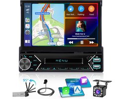 Inefala - 1 DIN Autoradio met 7 Inch Opvouwbaar Touchscreen & CarPlay/Android Auto